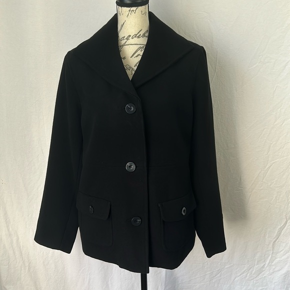 JM Collection Women’s Black Peacoat Size Large - Picture 1 of 10